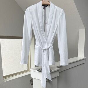 White House Black Market White Belted Blazer